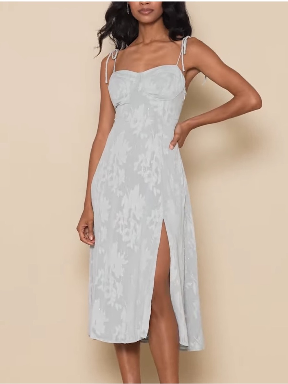 New Lulus Loveliest Satin Floral Lace Midi Dress Sz Medium